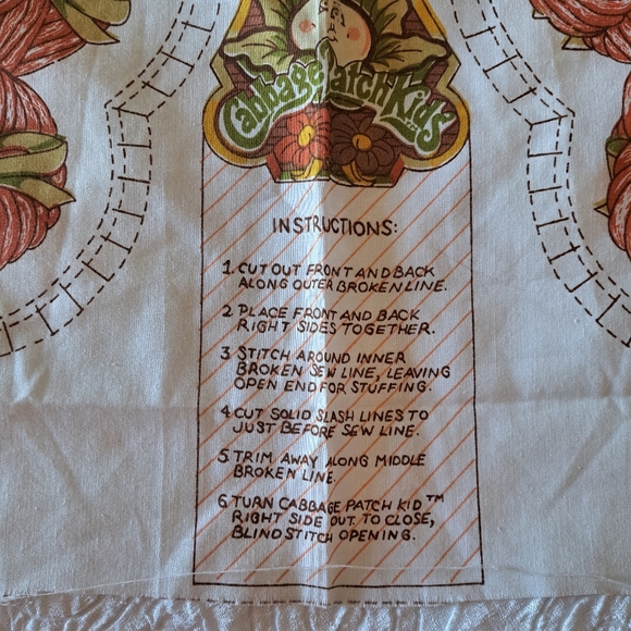 Vintage 1983 Cabbage Patch Pillow Cutout Pattern - Picture 5 of 10